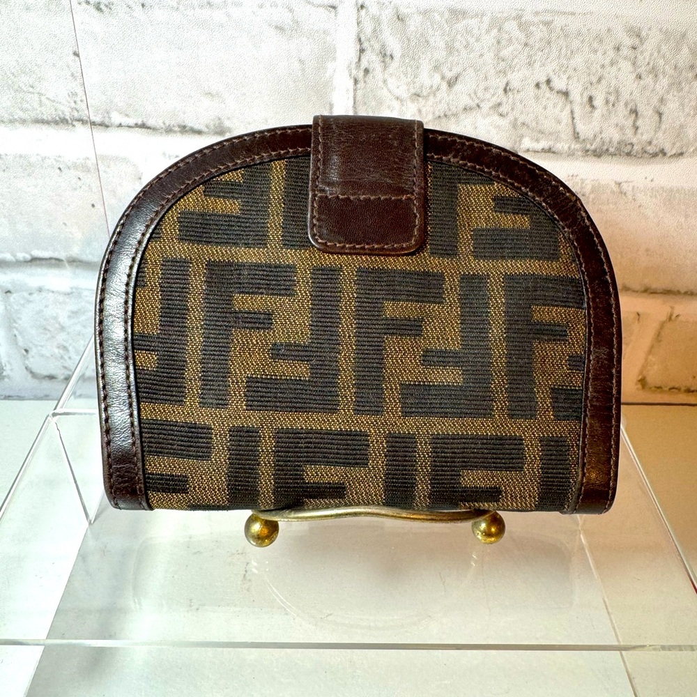 FENDI Zucca FF Monogram Bifold Wallet – Brown Canvas & Leather, Authentic